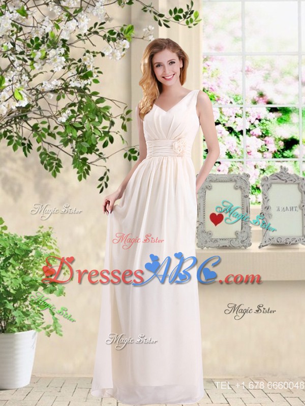 Cheap One Shoulder Hand Made Flowers Bridesmaid Dress In Champagne