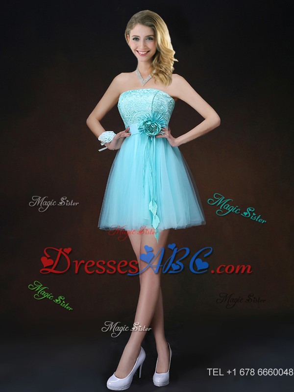 Beautiful A Line Aqua Blue Bridesmaid Dress With Appliques