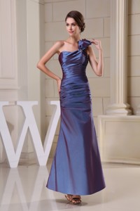 One Shoulder Ankle-length Ruched Mother of the Bride Dress