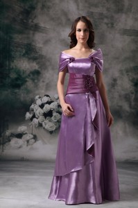 Lavender Empire Off The Shoulder Floor-length Taffeta Mother Of The Groom Dress