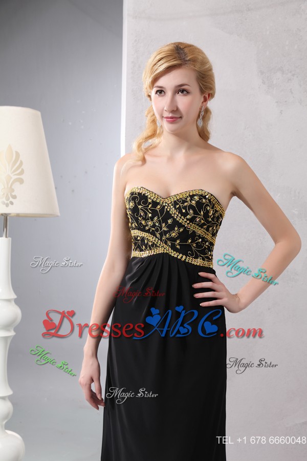 Gorgeous Black Column Sweetheart Sequins Mother Of The Bride Dress Ankle-length Chiffon