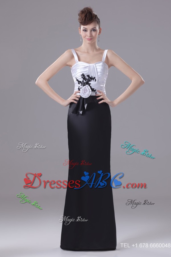 Straps Ruching Appliques and Handle Flowers Mother Of The Bride Dress