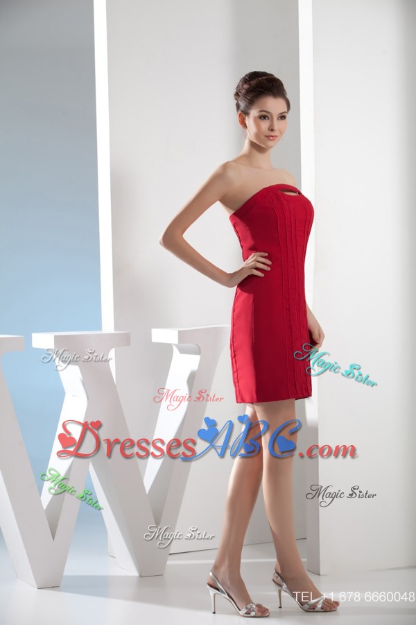 Red Strapless Short Mothers Dress For Weddings with Cutouts