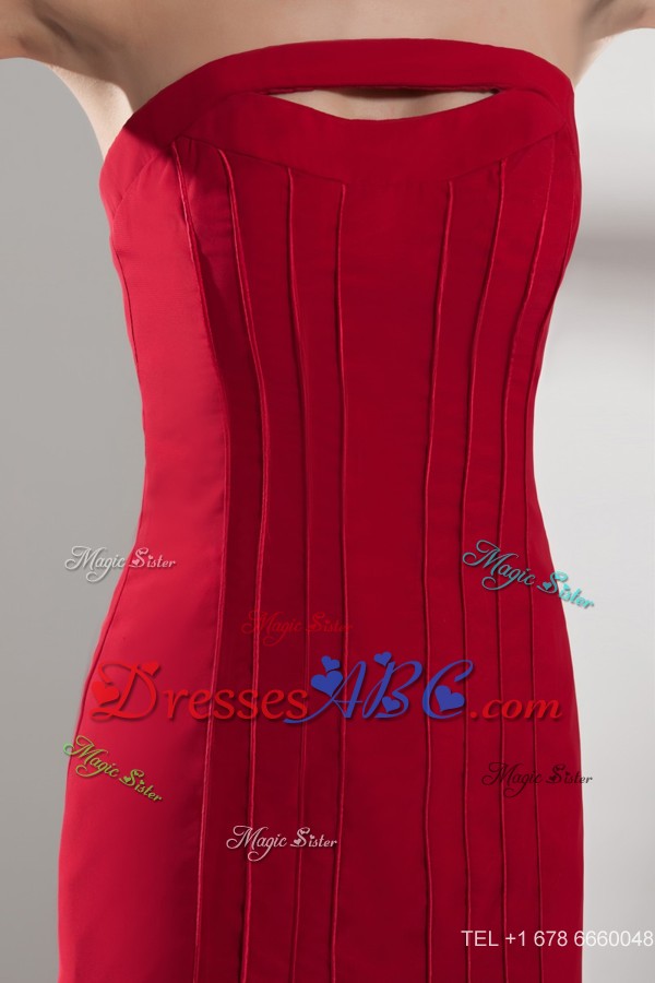 Red Strapless Short Mothers Dress For Weddings with Cutouts