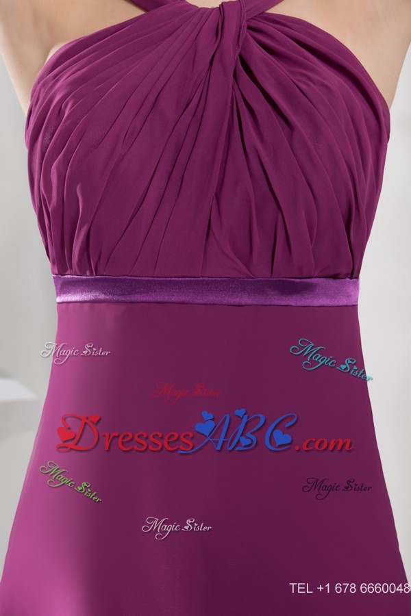 Knee-length Straps Ruched Purple Mothers Outfit For Weddings