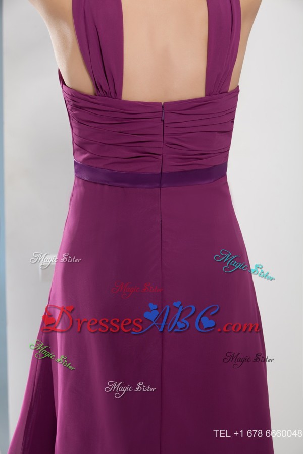 Knee-length Straps Ruched Purple Mothers Outfit For Weddings