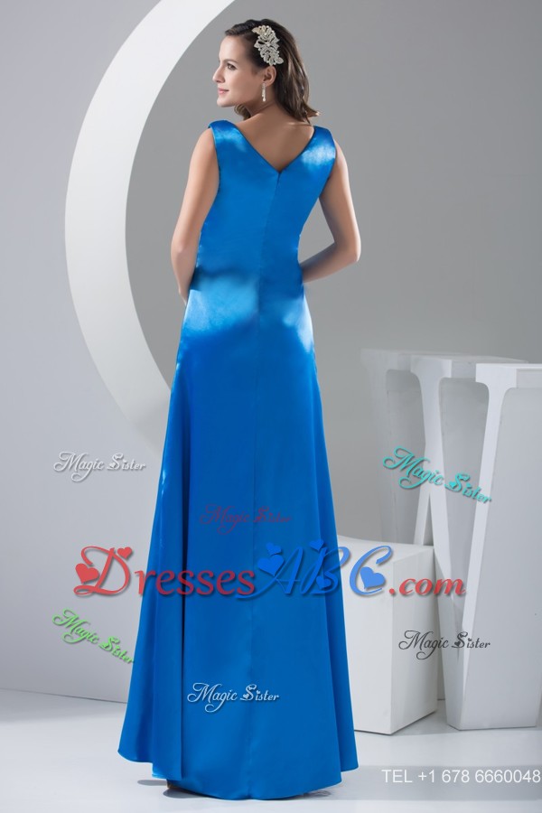 Fabulous Cowl Neck Floor-length Mother of The Bride Dress in Blue