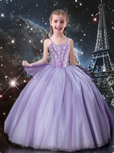 Classical Straps Little Girl Pageant Dress In Lavender