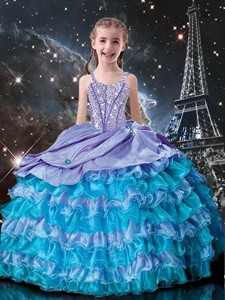 Fashionable Ball Gowns Straps Beading Little Girl Pageant Dress