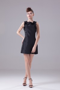 Mini-length Mother Dress For Wedding in Black with Petal Square Neckline