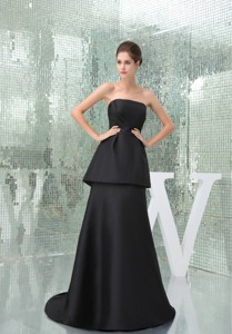 Strapless Black Brush Mothers Outfit for Weddings with Peplum