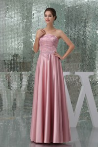 Empire Strapless Beaded Floor-length Mother of the Bride Dress Pink