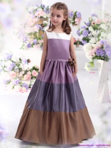 Pretty Multi Color Scoop Flower Girl Dress With Bowknot
