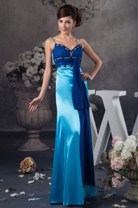 Two-toned Blue Floor-length Mother of the Groom Dress with Beading
