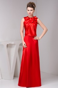 Layered High-neck Floor-length Mothers Dress For Weddings In Red