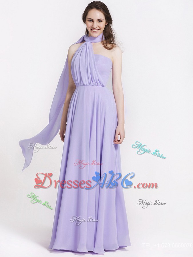 Summer Beautiful Ruching Lavender Prom Dress In Lavender